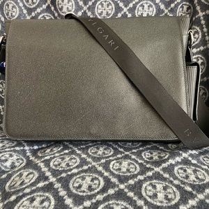 Bulgari Mens Leather Messenger Bag